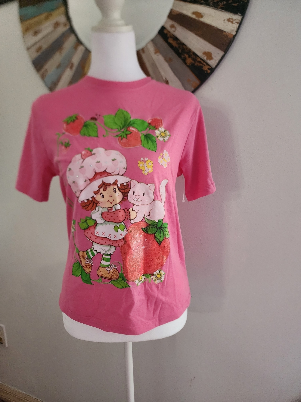 Pink Strawberry Character Short-Sleeve Tee for Kids